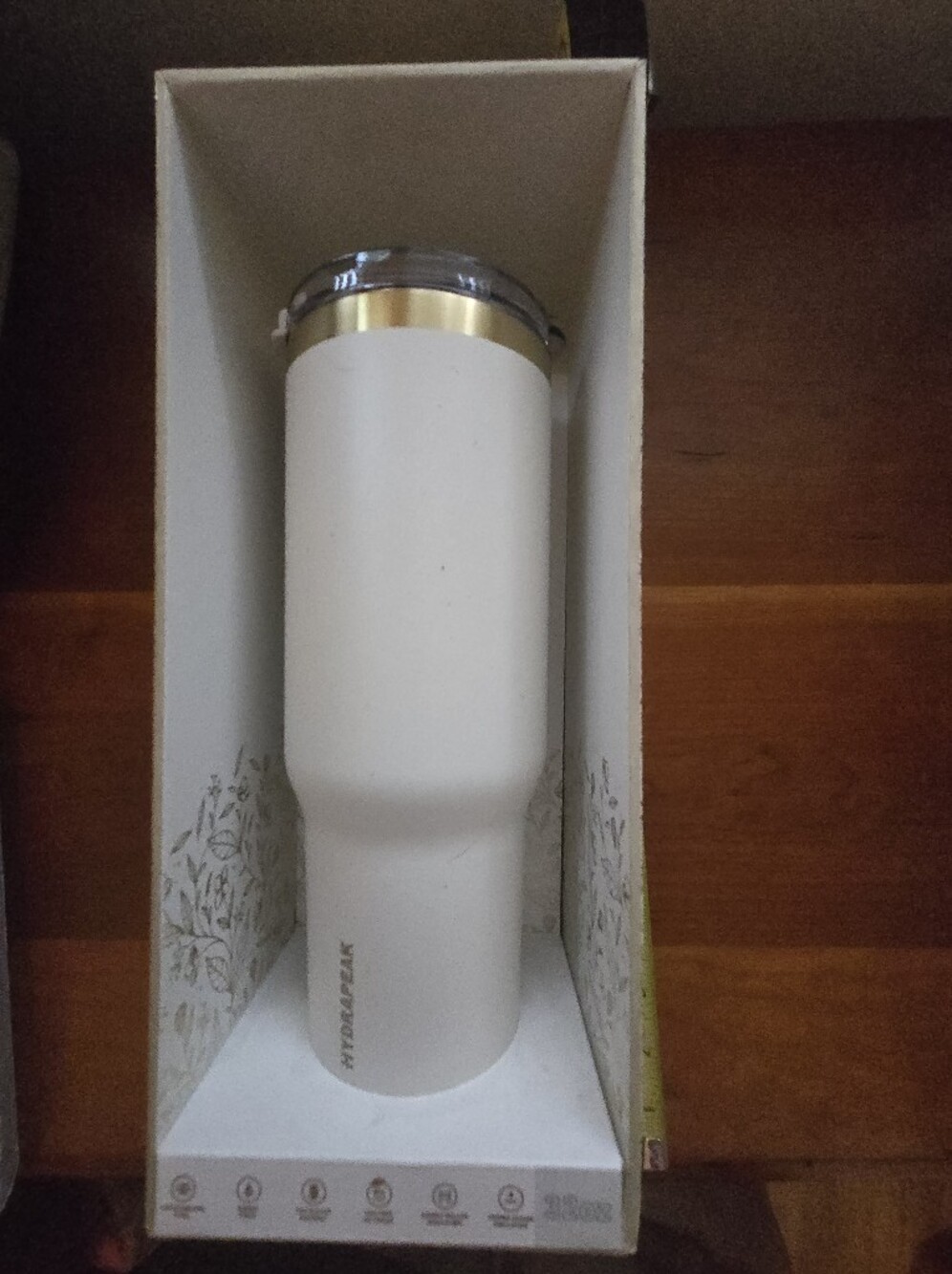 Hydrapeak Cream Colored Insulated Water Bottle with Gold Accent